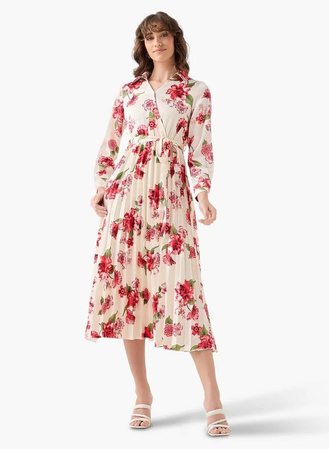 سبلاش فيڤ Midi Satin Wrap Dress with Floral Print